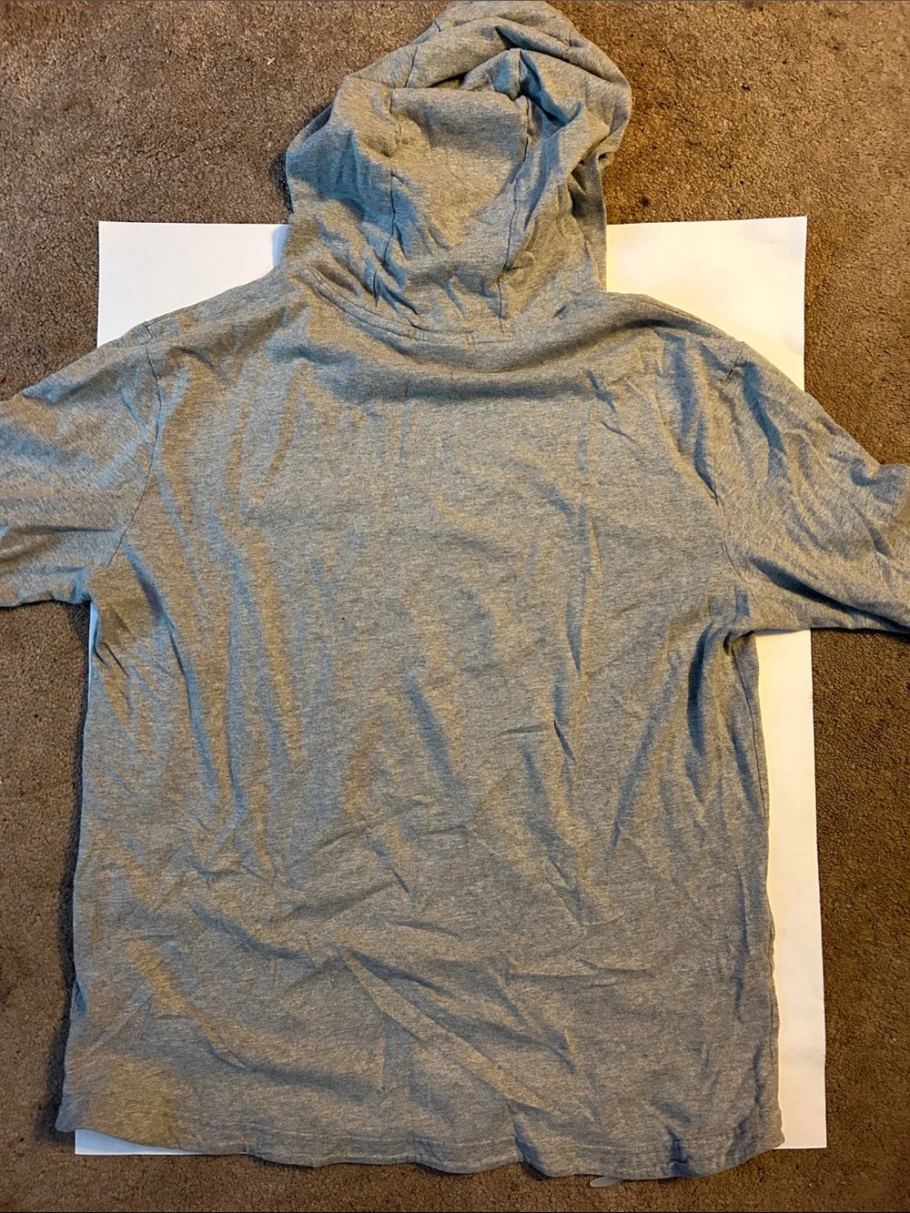 Nike Light Gray Drawstring Pullover Hoodie with White Swoosh Youth large